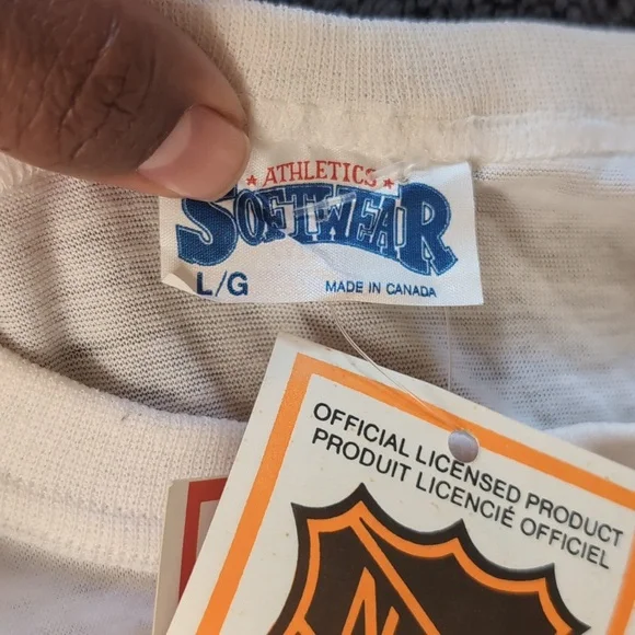 Softwear| NWT NHL Vintage Calgary Flames White Short Sleeved T-shirt Cropped - Picture 11 of 14